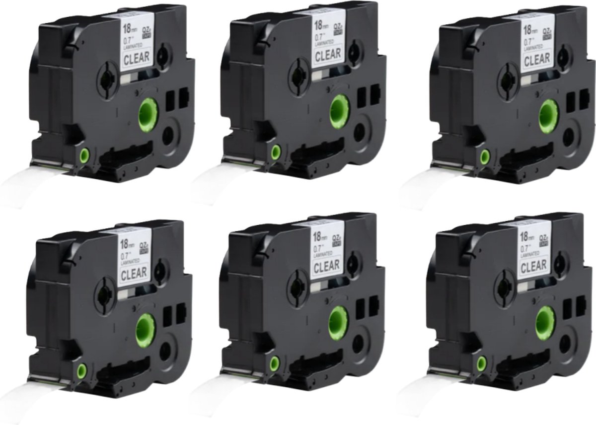 Label Tape Geschikt voor Brother TZe-131 | 12 mm x 8 m | Zwart op Transparant - 6 stuks - Geschikt voor: 1000 1000BTS 1005BTS 1005F 1005FB 1010 1080 1090 1230PC 1260VP 1280 1280DT 1280VP 1290DT 1290VP 1750 1800 1830VP 18R 1950