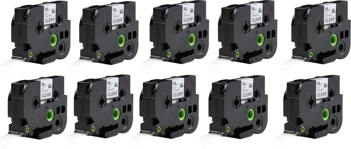 Label Tape Geschikt voor Brother TZe-131 | 12 mm x 8 m | Zwart op Transparant - 10 stuks - Geschikt voor: 1000 1000BTS 1005BTS 1005F 1005FB 1010 1080 1090 1230PC 1260VP 1280 1280DT 1280VP 1290DT 1290VP 1750 1800 1830VP 18R 1950 195