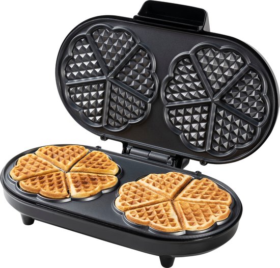 Bestron Wafelijzer - ADWM730SAT - 1000W - 10 hartvormige wafels - Anti aanbaklaag - Beige/Zwart - 5 jaar garantie van Bestron — afbeelding 2