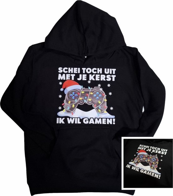 Sweat à capuche noir avec "Fin de ton Noël - Je veux jouer à des jeux !" - taille 5XL - Noël, Noël, erreur, fête de Noël, Noël, pull, dîner de Noël, décoration, sweat à capuche, XXXXXL