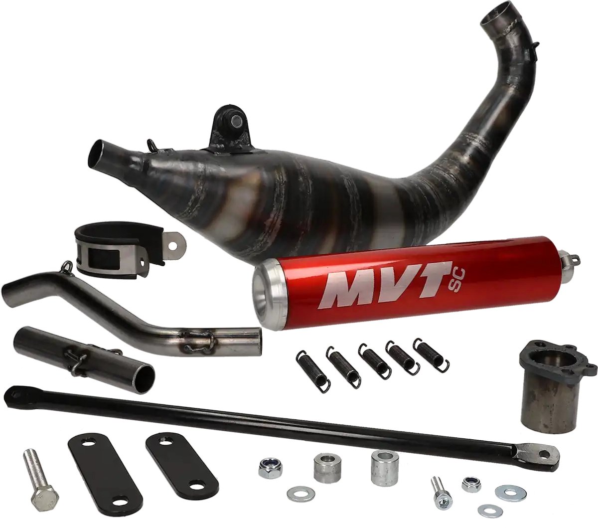 Uitlaat MVT SC EC08 80/90cc Derbi schakel onderlangs