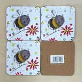 Alex Clark SET Sous-verres ABEILLE ET FLEURS ~ ABEILLE ET FLEURS