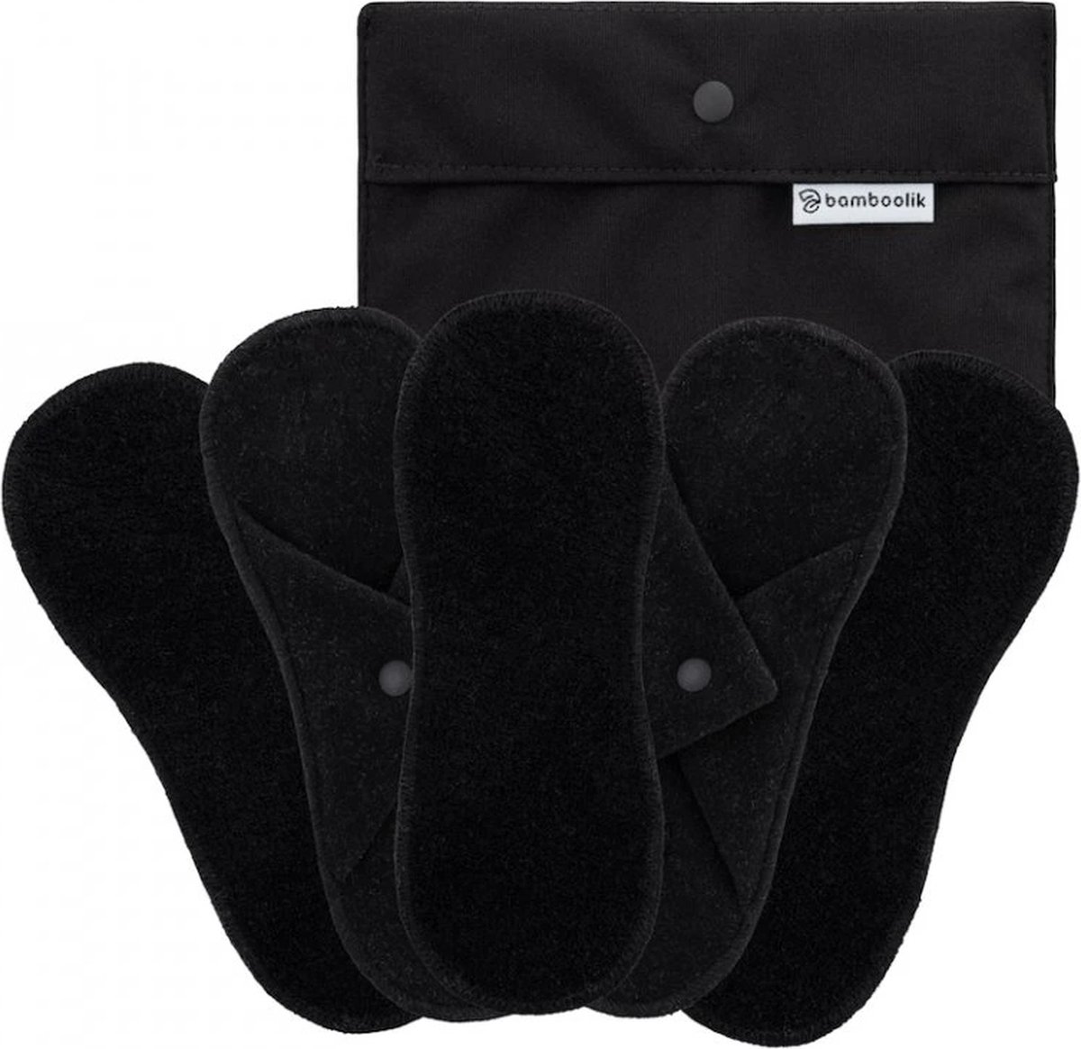 Goedkoopste Bamboolik wasbare inlegkruisjes biologisch katoen met drukknoopjes - 5 stuks & wetbag - wasbare inlegkruisjes - drukknoopsluiting - badstof - zwart