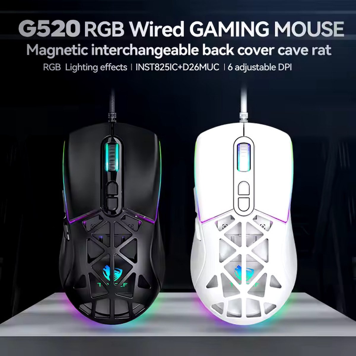 Gaming mouse, ergonomic design, light-up RGB, 12800 adjustable DPI, 7 keys, high sensitivity gaming mouse