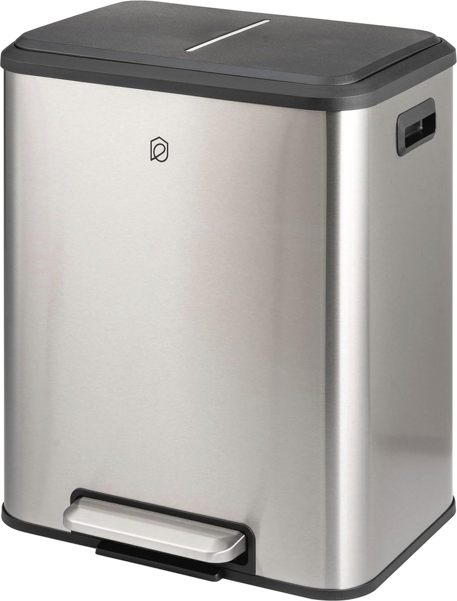 Goedkoopste Pedaalemmer met 2 Vakken en 15 Liter Inhoud - Afvalscheidingssysteem met Soft-Close Deksel en Uitneembare Binnenemmer