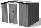 Tuinschuur 257x205x178cm Grijs Metaal - Tuin opslagloods - Tuin overkapping schuur - Tuin opberg ruimte - Overdekte tuin schuur - Tuin bewaarruimte - Tuinhuisje - Tuin opslagruimte