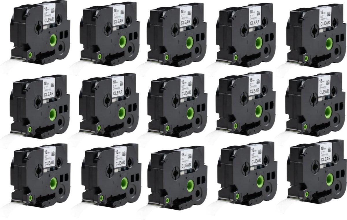 Label Tape Geschikt voor Brother TZe-131 | 12 mm x 8 m | Zwart op Transparant - 15 stuks - Geschikt voor: 1000 1000BTS 1005BTS 1005F 1005FB 1010 1080 1090 1230PC 1260VP 1280 1280DT 1280VP 1290DT 1290VP 1750 1800 1830VP 18R 1950