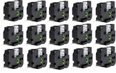 Label Tape Geschikt voor Brother TZe-131 | 12 mm x 8 m | Zwart op Transparant - 15 stuks - Geschikt voor: 1000 1000BTS 1005BTS 1005F 1005FB 1010 1080 1090 1230PC 1260VP 1280 1280DT 1280VP 1290DT 1290VP 1750 1800 1830VP 18R 1950