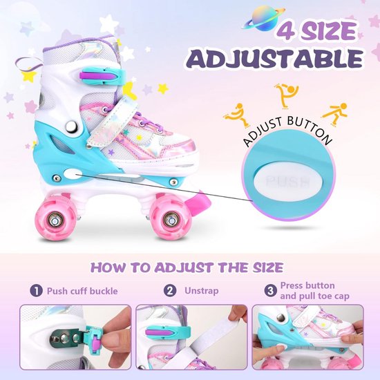 Equivera Rolschaatsen Meisjes - Skeelers Meisjes - Rolschaatsen Kinderen - Cadeautip voor uw kind!