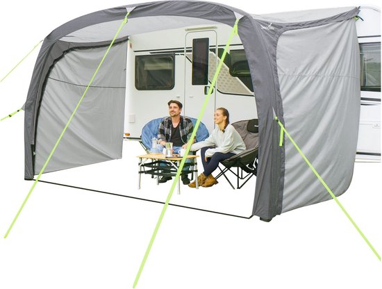 Skandika Vika Air Caravan 400 Voortent met 2 zijwanden – Voortenten – Skandika Air-Rise Technology (opblaasbare voortent) - Caravanzeil, luifel, zonneluifel, UV 50 + – Voor woonwagen, caravan, camper, bus – 400 x 250 x 235 cm (LxBxH) – grijs