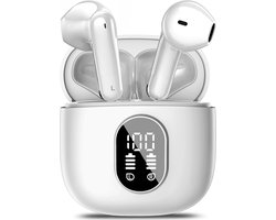 foto van Soundtrex X-Pro Draadloze oordopjes - Bluetooth Oordopjes - Oortjes draadloos - Earpods - LED Display - Bluetooth 5.3 - Wit