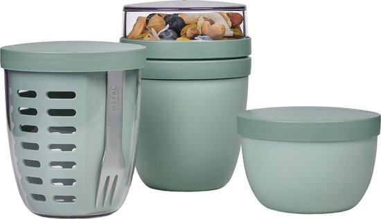 Mepal Promoset - Lunchpot, Fruitpot en Snackpot Ellipse Set van 3 - Nordic sage