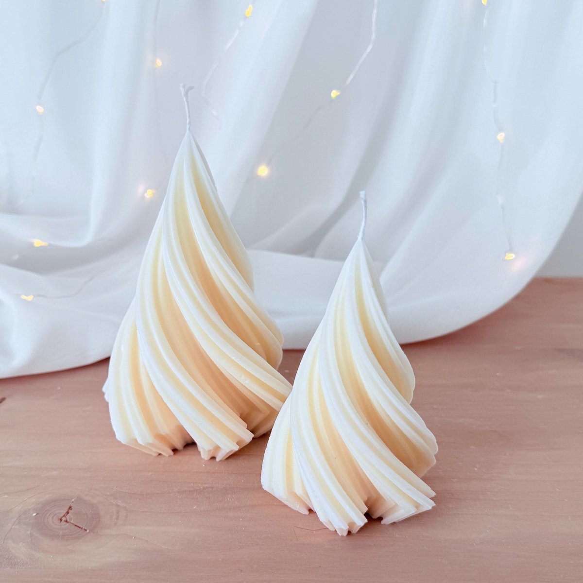 Spiraalvormige Kerstboomkaarsen set van 2- Kerst Kaars- Kerstversiering-Geschenk Kaarsen