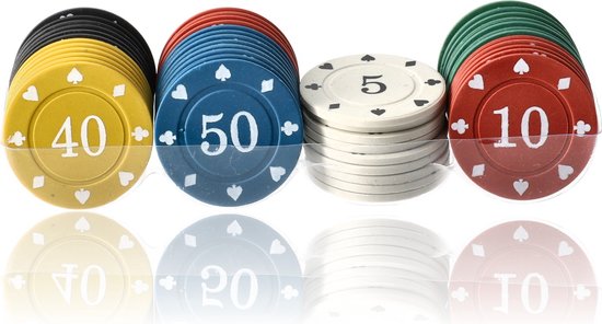 Pokerset - 48 Stuks poker chips - Poker set voor kaartspel, pokerspel en casino - pokerchips voor pokeren