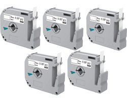 Label Tape Geschikt voor Brother M-K221 | 9mm x 8 m | Zwart op Wit - 5 stuks - Geschikt voor: PT-45M PT-65SB PT-65SCCP PT-65SL PT-65VP PT-70 PT-70BBVP PT-70BM PT-70BMH PT-70HK PT-70HOL