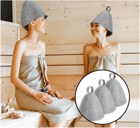 PolkaHome Chapeau de Sauna Chapeau de Feutre Chapeau de Sauna Chapeau de Bain en Feutre Bonnet de Sauna Portable pour Femmes et Hommes (Gris)