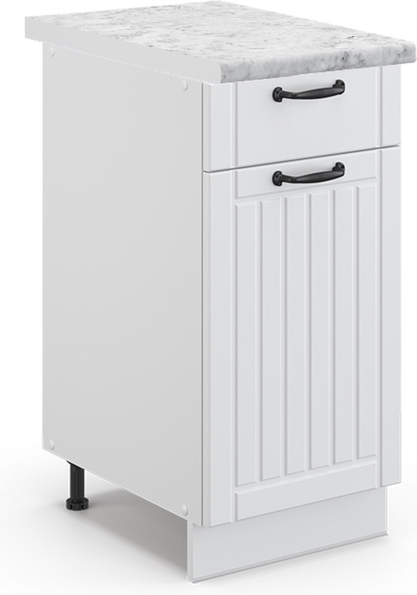 Vicco Fame-Line Keukenonderkast – 40 cm, WB Marmer Wit Landhuis Wit landelijk/Wit