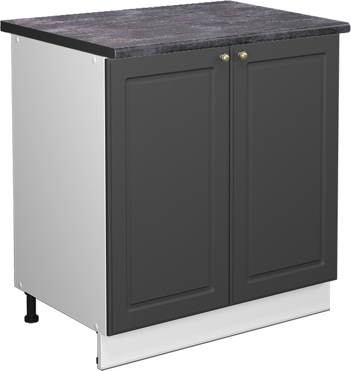 Vicco Keukenonderkast Fame-Line, Anthrazit-Gold landelijk/Wit, 80 cm antraciet werkblad