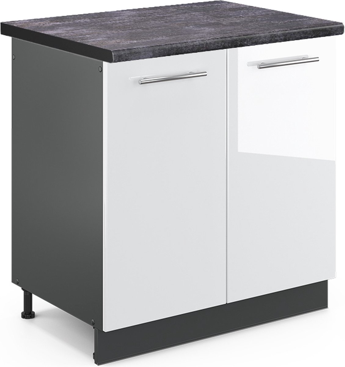 Vicco Fame-Line Wastafelkast – 80 cm, WB Antraciet Wit Hoogglans