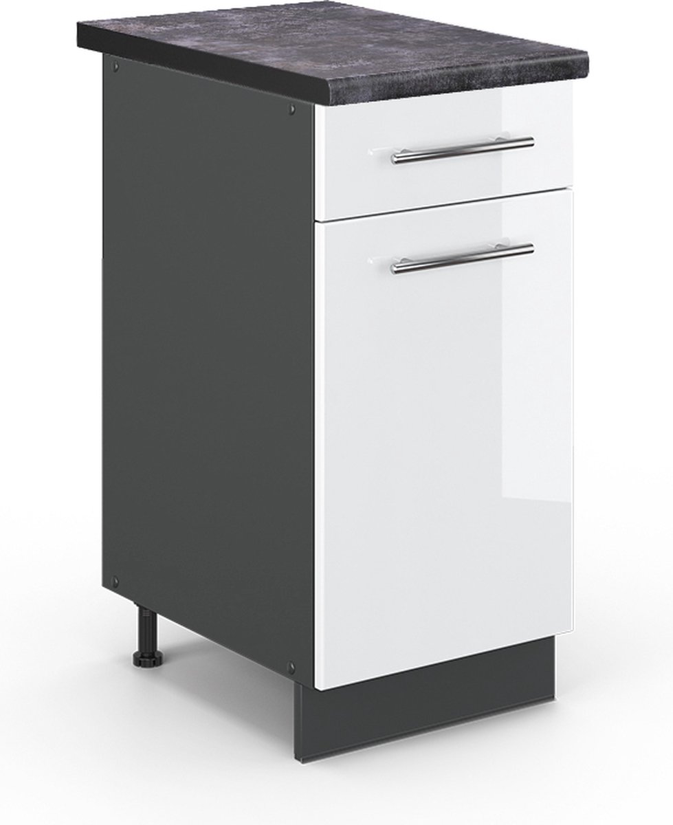 Vicco Fame-Line Keukenonderkast – 40 cm, WB Antraciet Wit Hoogglans Wit Hoogglans/Antraciet