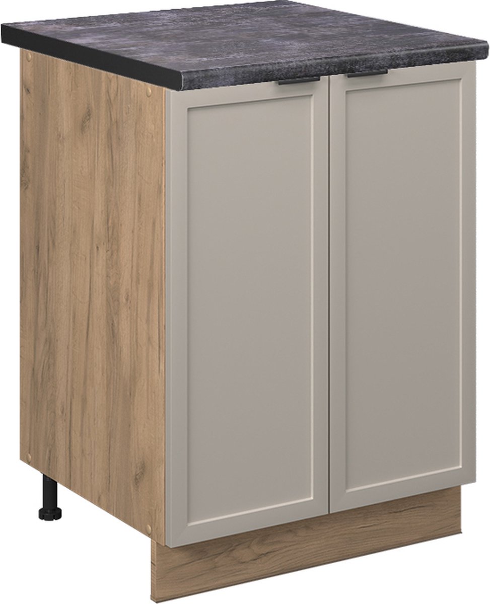 Vicco Fame-Line Keukenonderkast – 60 cm, WB Antraciet GrijsBeige GrijsBeige/Goudkleurig Eiken