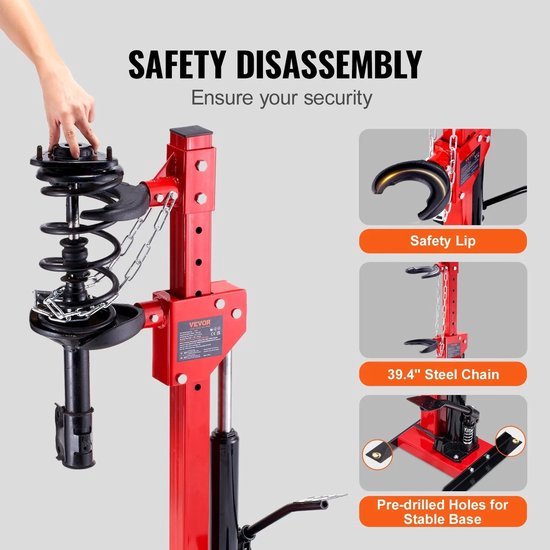 hydraulische krik met lange ram, capaciteit van 8 ton/17.363 lbs, met enkelvoudige zuigerpomp en gaffelvoet, handmatige krik voor hoogwerkers met handgreep, voor garage-/werkplaatskranen, motorlift, rood | NL