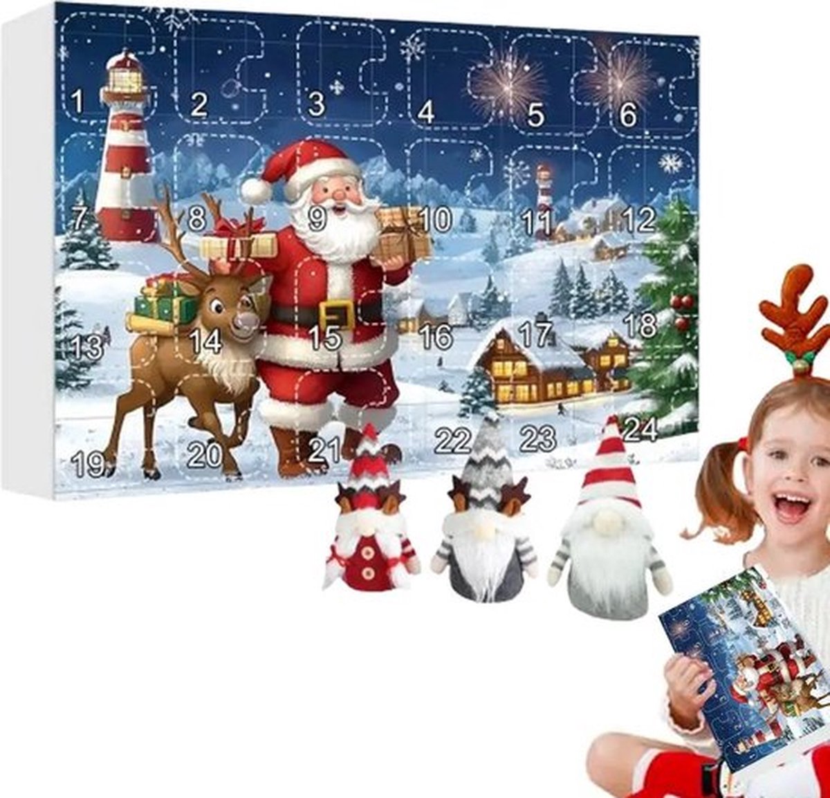 Advent Kalender - Kabouter Poppen Aftelkalender - Kerst Pluche Kalender Doos - 24 Dagen Van Plezier Verzamelbare Pluche Figuren - Kerst Kabouter Advent - Kinderkerstcadeau - Speelgoed - Speelset - Set B