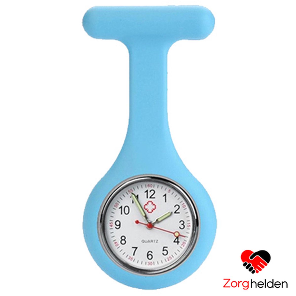 Zorghelden® Zusterhorloge Lichtblauw - Verpleegkundige horloge - Verpleegkundige accessoires - Zusterhorloge siliconen - Verpleegkundige cadeau - Verpleegstershorloge