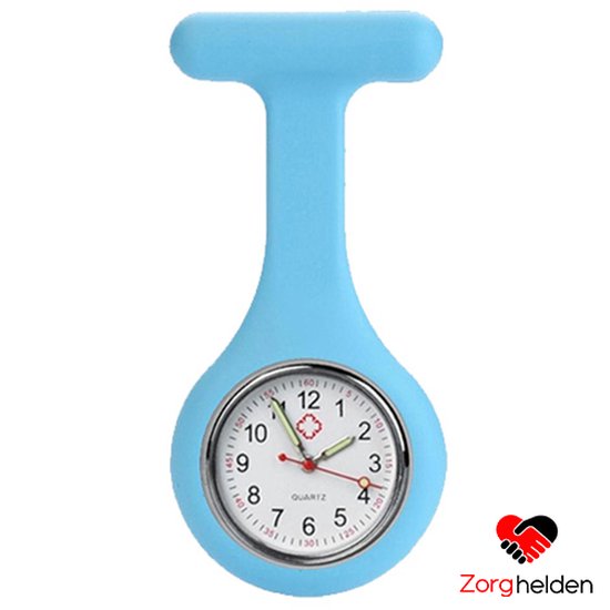 Zorghelden® Nurse Watch Pink Light Blue - Montre infirmière - Accessoires d'allaitement - Montre infirmière silicone - Cadeau infirmière