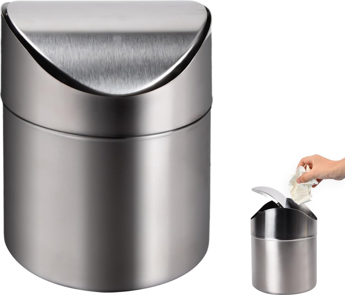 Goedkoopste Goodivery ® Tafelafvalemmer van Hoogwaardig Roestvrij Staal met Handige Draaideksel en Compact Design