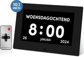 BOLLIT Dementieklok - 10.1 inch display - Zwart - Met afstandsbediening - Digitaal - Klok met datum - Medicatiealarm - Dementie klok - Dementieklokken digitaal - Alzheimer - Dementiekalenderklok - Klok digitaal - Wandklok - Kalenderklok