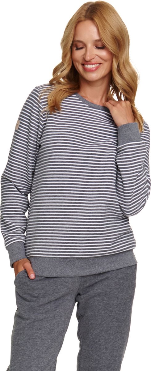Doctor Nap Warme Dames Pyjama Lange Mouw Lange Broek Winter Kerst Matching Donker Grijs PM.5247 36 /