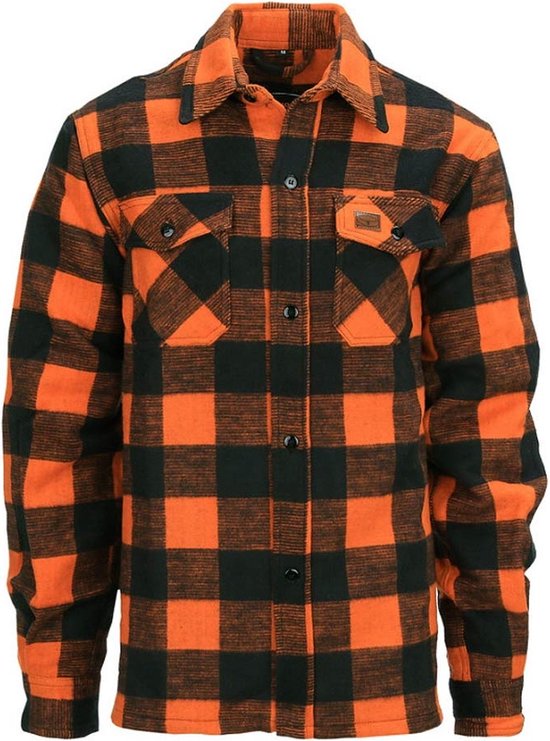 Foto: Longhorn houthakkers hemd zwart oranje lumberjack heren