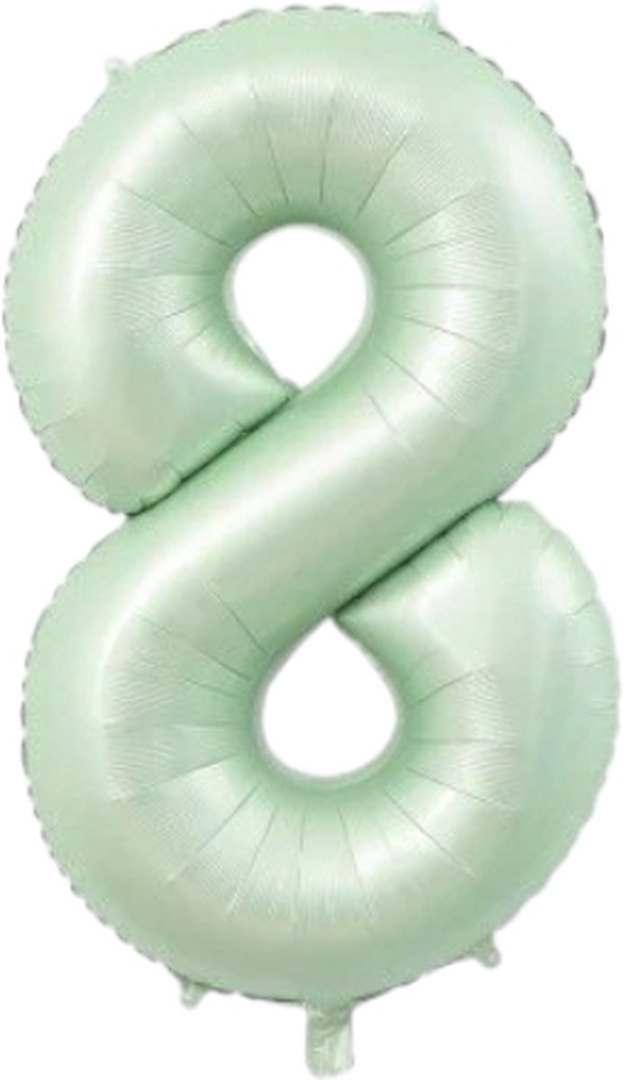 Folieballon cijfer 8 - mintgroen - 80cm