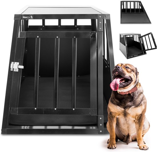 MaxxPet AutoBench voor hond - Transportbench - hondenbench voor autokoffer - 1 deurs bench - Incl. Plaid - 54x69x50cm