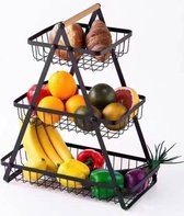 Allecto Plus - Fruitetagère Zwart Met 5 Verdiepingen Voor Fruit Groenten Brood En Snacks
