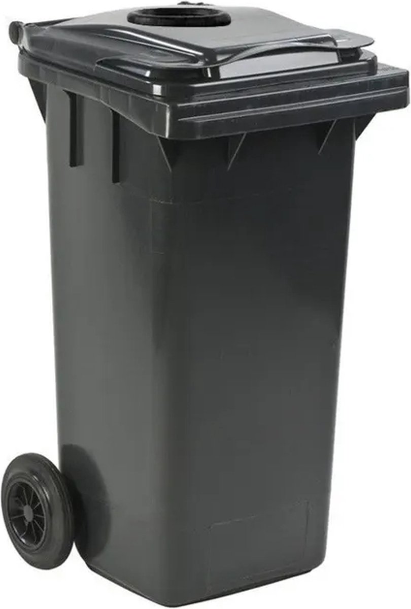 Afvalcontainer 120 liter grijs met glasrozet - Kliko