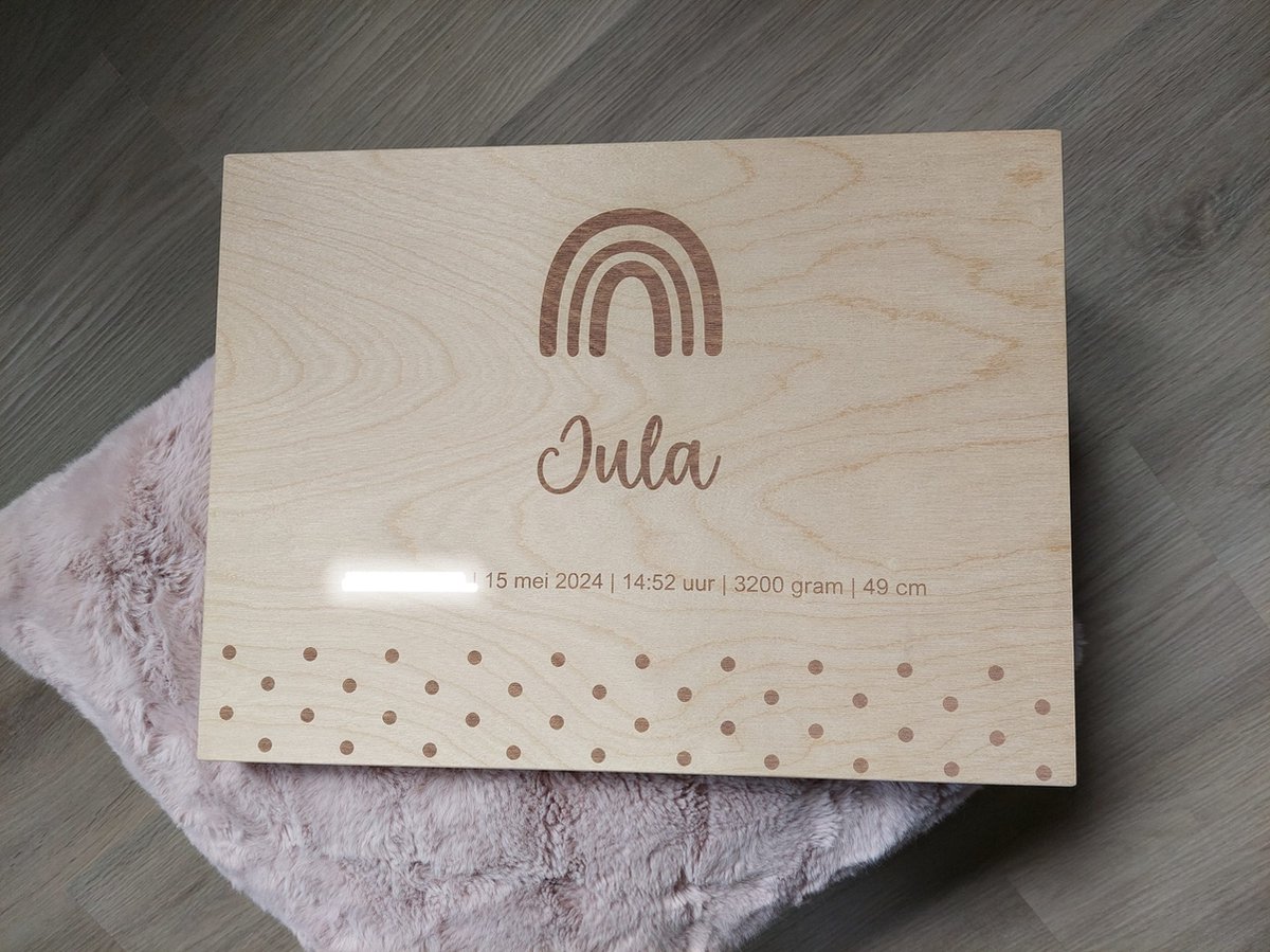 Goedkoopste Herinneringenbox - Houten kist - Kraamcadeau - Gepersonaliseerd