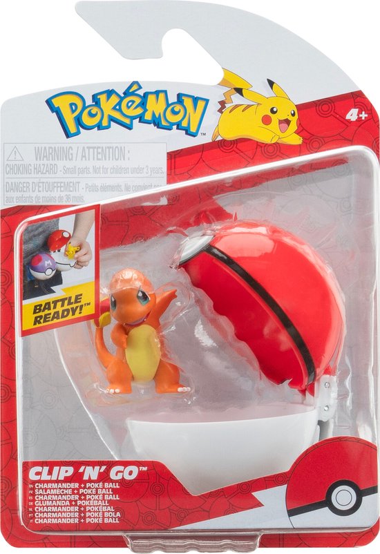 Jazwares Pokémon Clip'n'Go Poké Balls Charmander #1 & Poké Ball Mini-Figuur