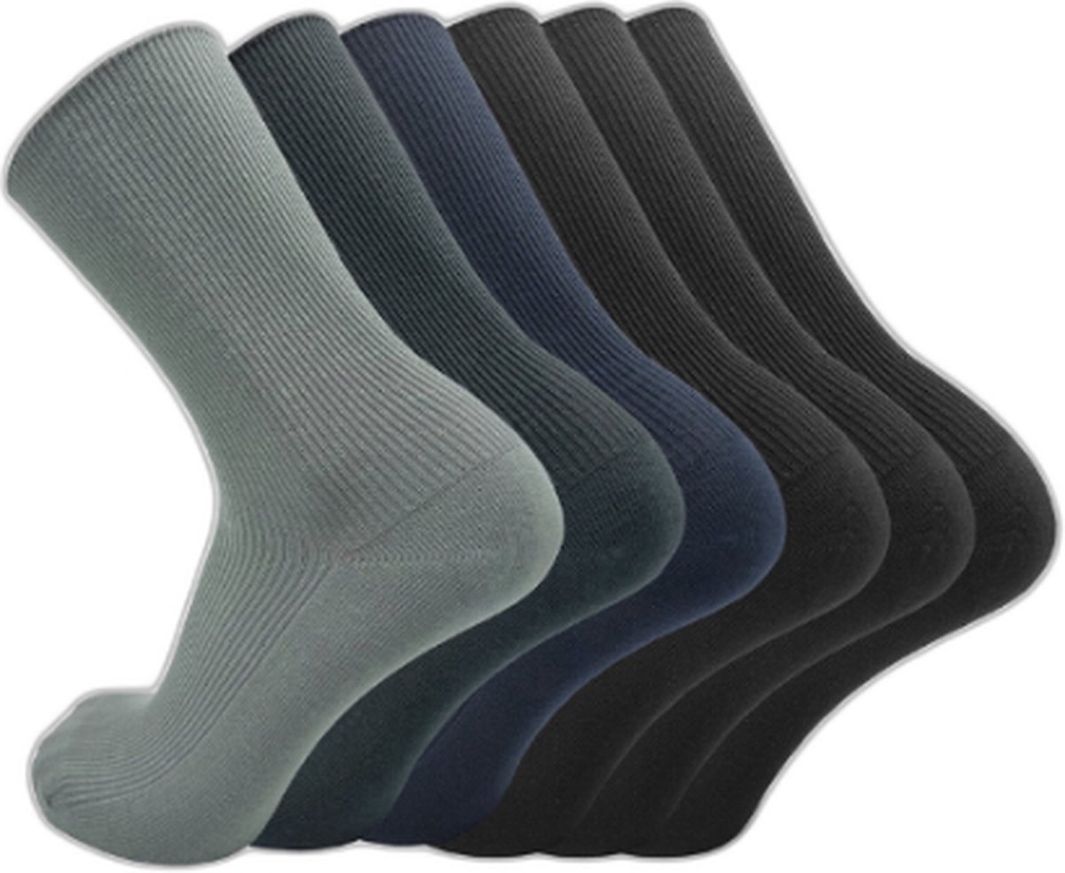 SOGZZ® - 6 Paar Diabetes Sokken - Classic Kleuren Zonder Naad , Zonder Rubber 100% Katoen Unisex Maat 39/42