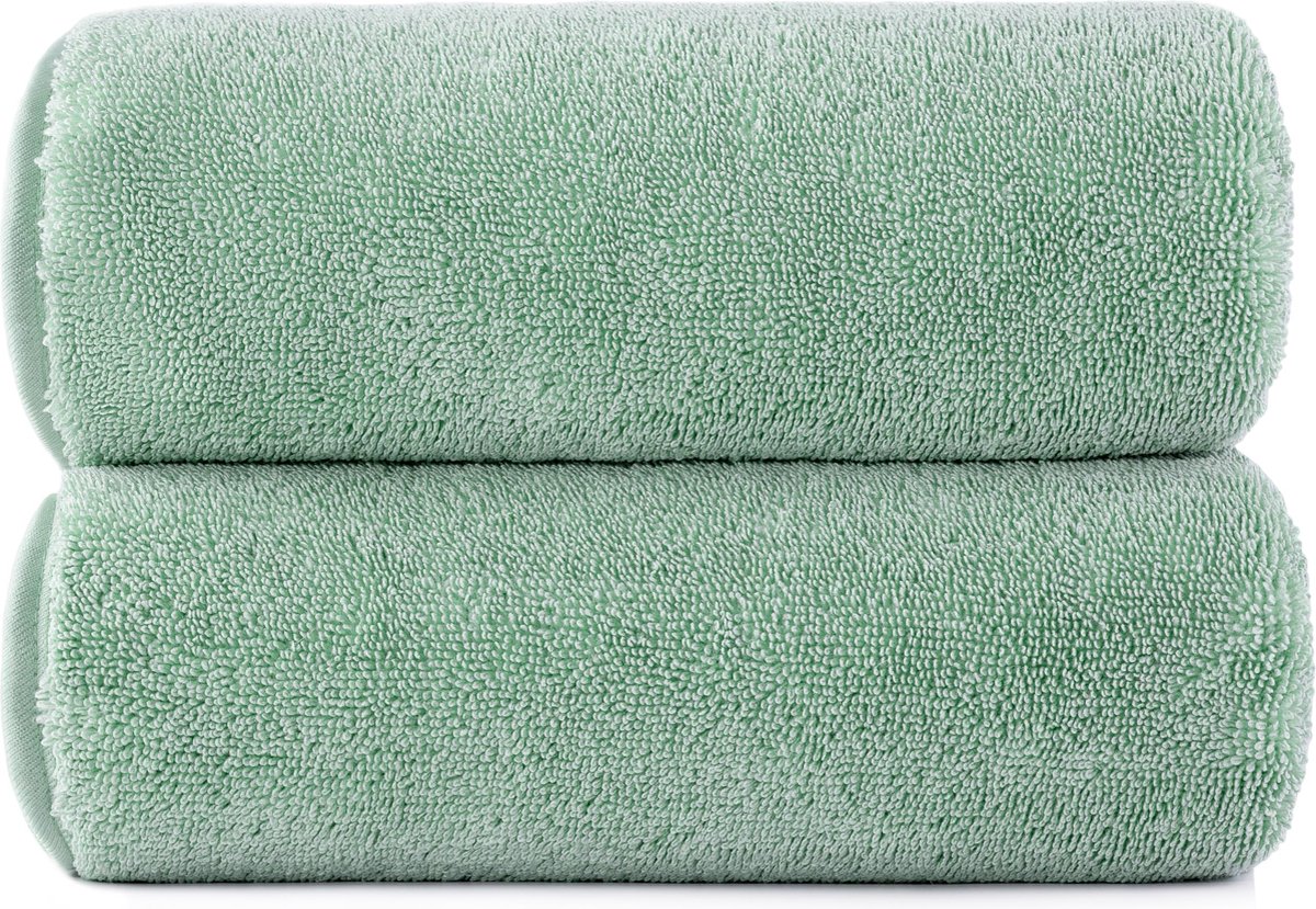 JGS ® Extra Grote Sneldrogende Microvezel Handdoeken Set van 2 voor Thuis en Reizen