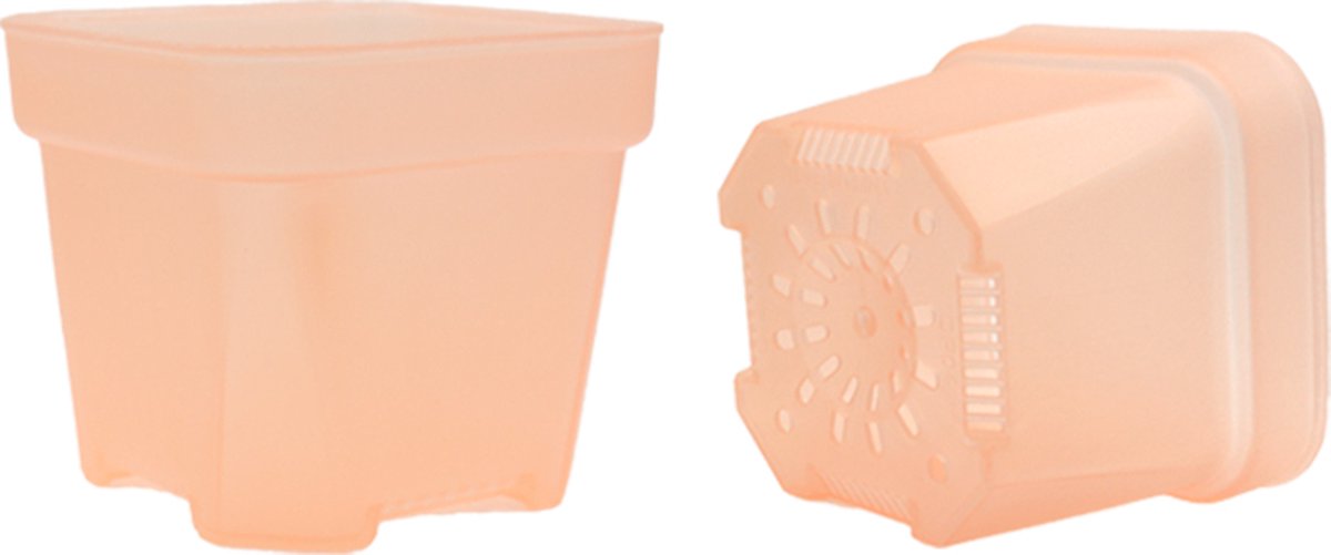 Vetplanten / Succulenten Potten - Vierkante potten - 10,5 x 10,5 x H 9,6cm - Kunststof - Transparant Roze - Voor Kweken en Decoratie - Set van 12 stuks