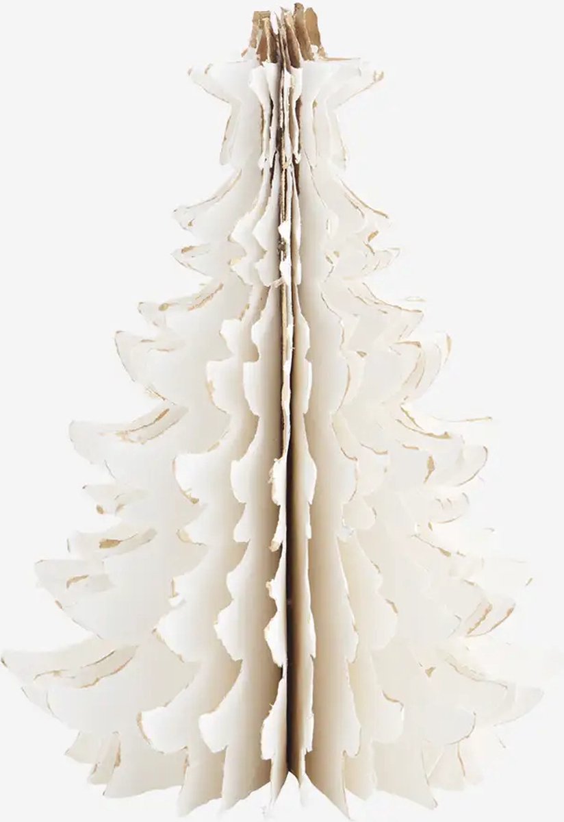Madam Stoltz - Handgemaakte gerecycled papieren kerstboom M - wit - 45 cm