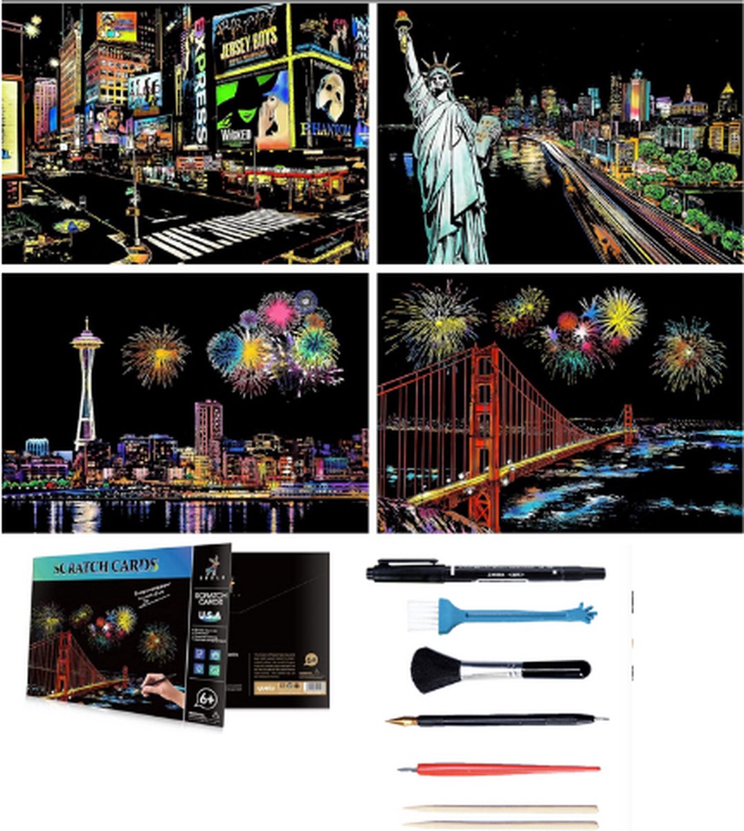 Scratch Art Luxe feestverpakking | Kunst en knutselen | Scratch Art | 4 | Cadeau voor jongens en meisjes