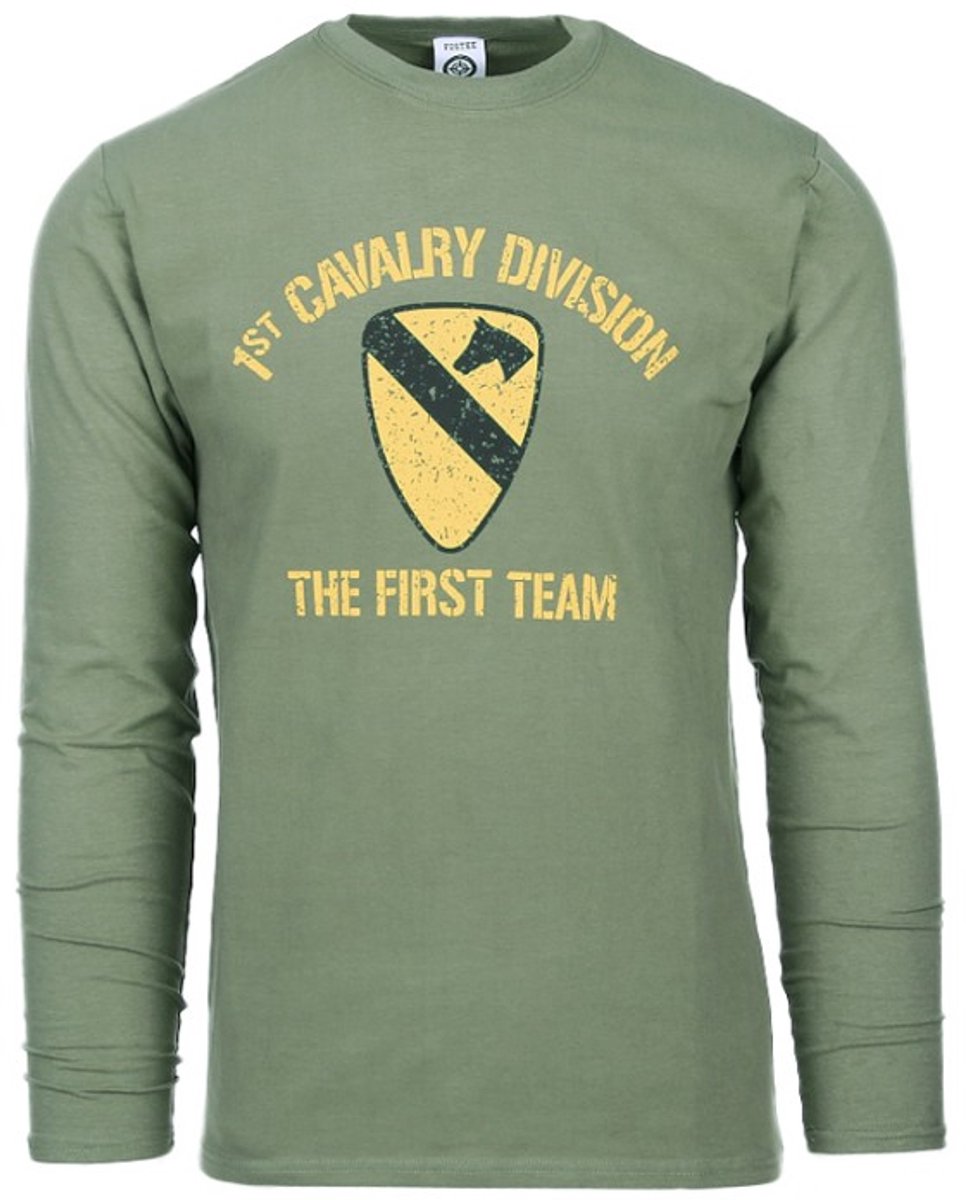 Fostex WWII Series - T-shirt First Cavalry Division long sleeve (kleur: Groen / maat: XXL)