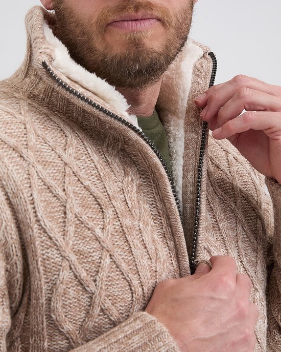 Cardigan Morgan 2 beige tricoté et doublé