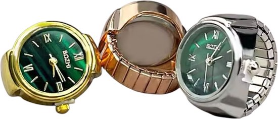 JewelryWe Nieuwigheid Vinger Horloge Zilver Goud Plated Verstelbare Ring Ronde Dial Quartz Ringen Voor Moederdag Zwart Arabisch Adult 1450798006