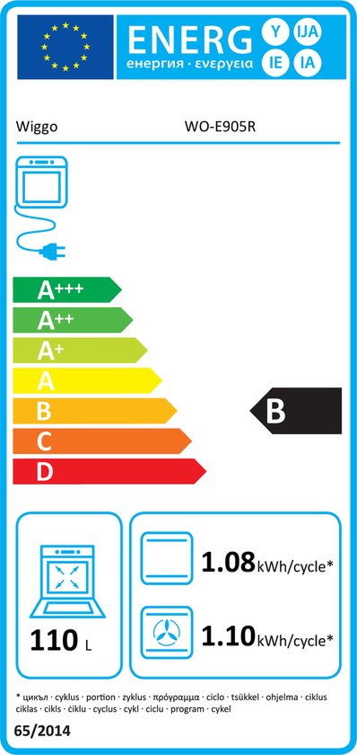 Wiggo WO‑E905R(BB) – Vrijstaand gasfornuis – 90 cm – 5 kookzones met wokbrander – 110L elektrische oven – Zwart – Elektrische vonkontsteking & vlambeveiliging – Energieklasse B – 5 jaar garantie