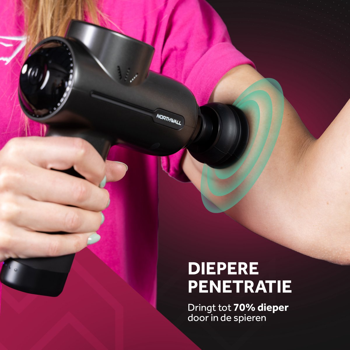 Northwall PRO - Massage Gun - Professioneel - Massage Apparaat - Massage Pistool Inclusief Koffer - 5 Opzetstukken thumbnail 5