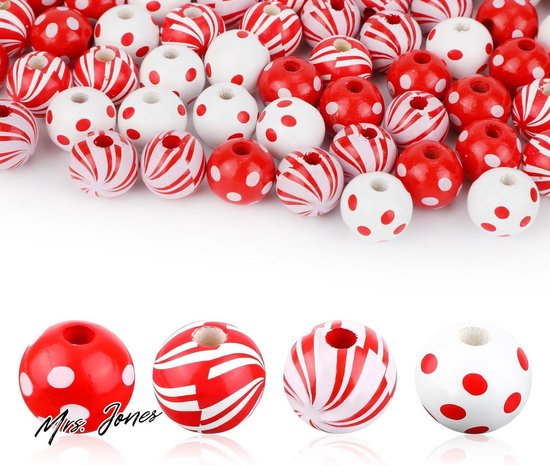 190/240 stuks kerstsneeuwpop-houten kralenset - kerstprint